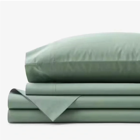 The Company Store Queen Sheet Set - Green Percale - Picture 1 of 7